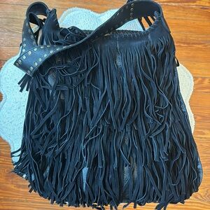 Black Fringe Women's Bag